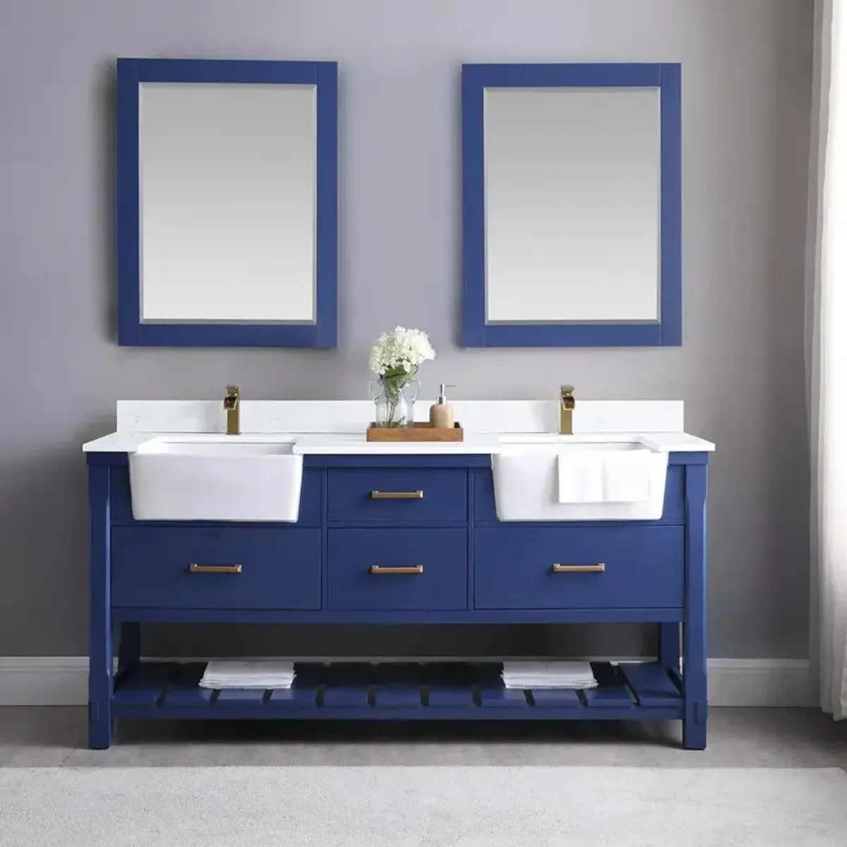 Altair 72 Double Bathroom Vanity Set in Jewelry Blue without Mirror