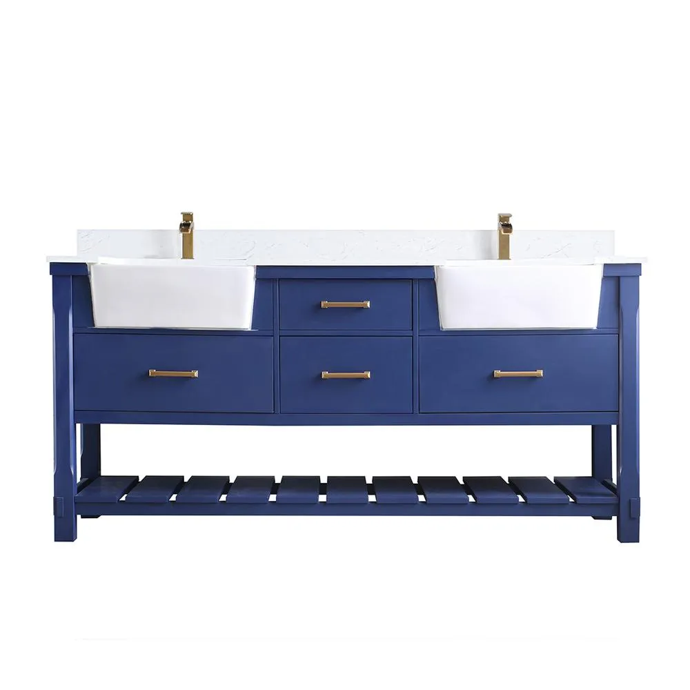 Altair 72 Double Bathroom Vanity Set in Jewelry Blue without Mirror