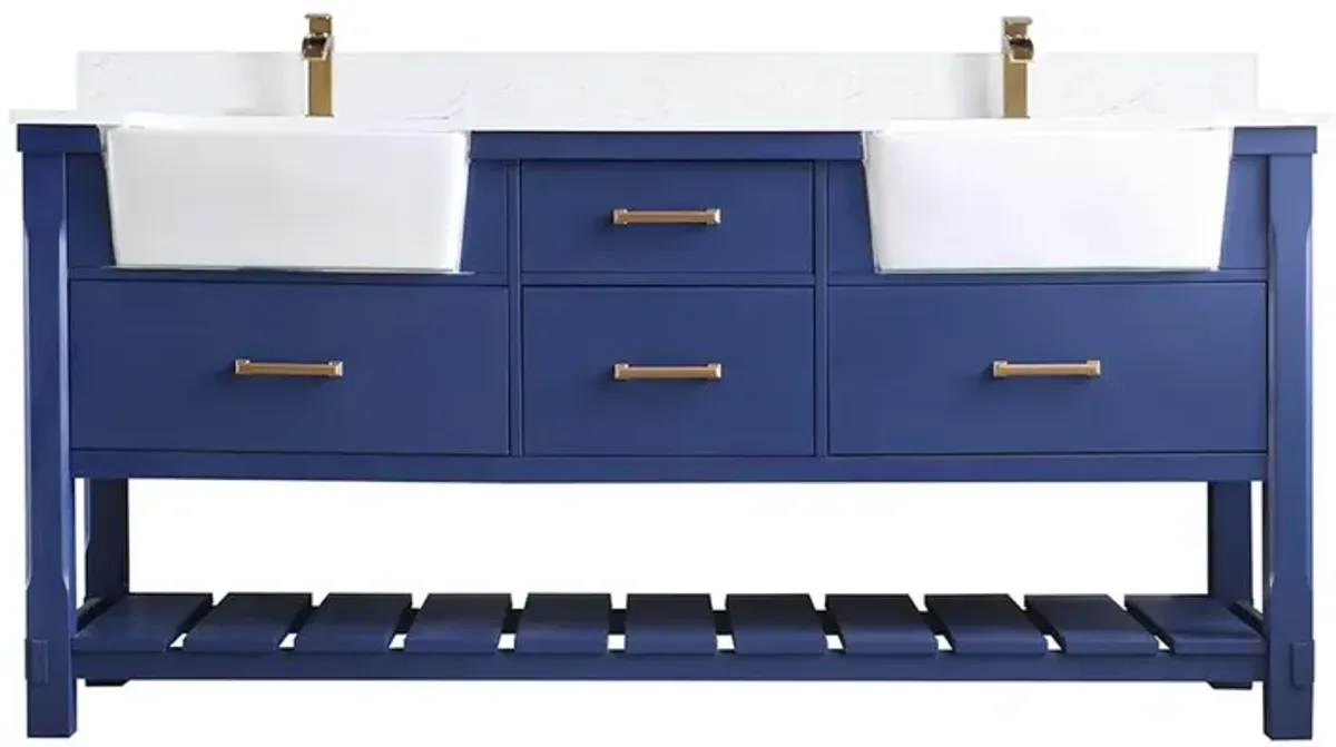 Altair 72 Double Bathroom Vanity Set in Jewelry Blue without Mirror