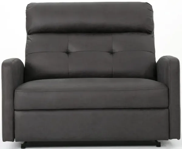 Power Recliner Chair, Oversize Wide Seat, Tufted Slate Gray Microfiber - Benzara