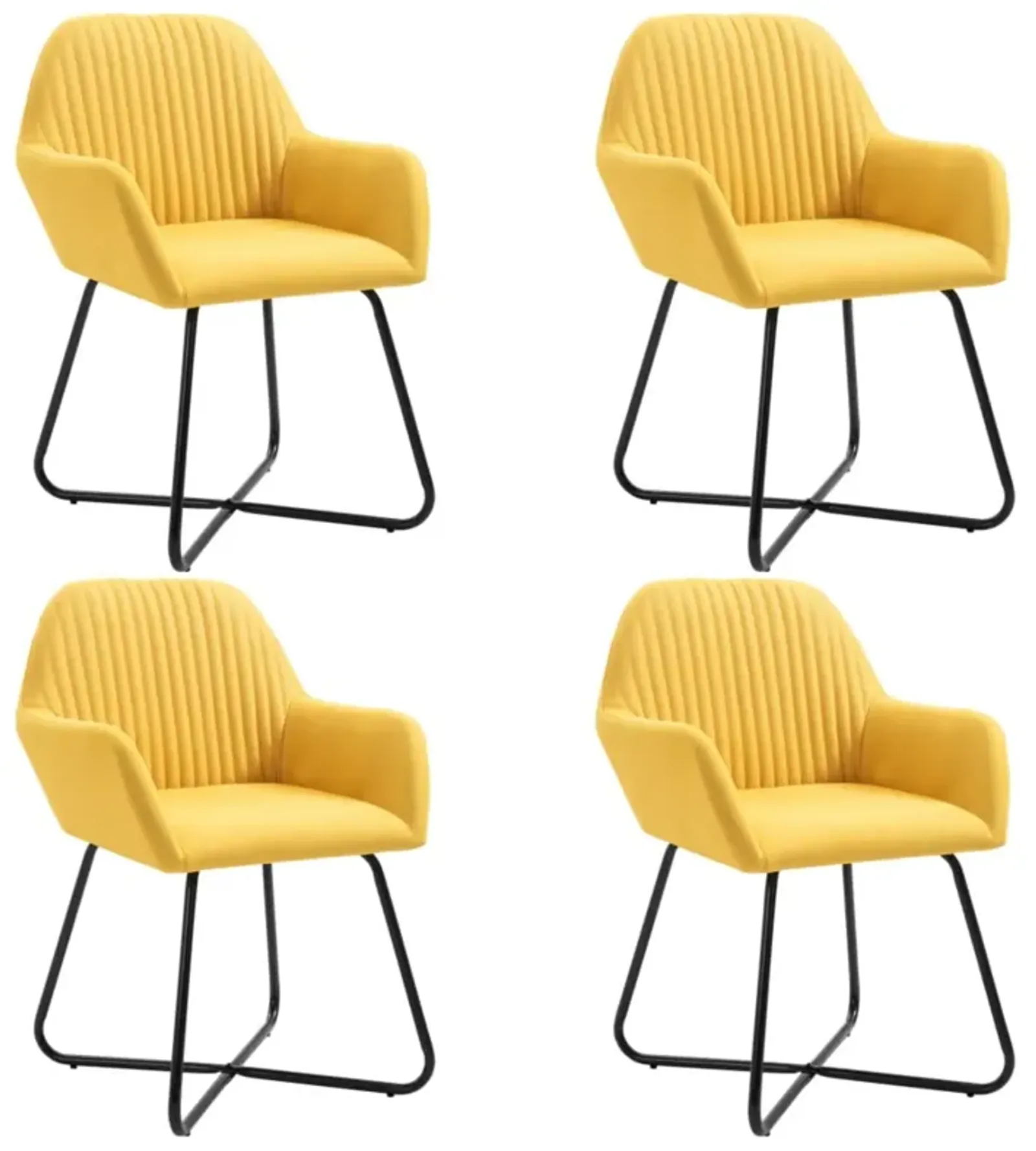 vidaXL Dining Chairs 4 pcs Yellow Fabric