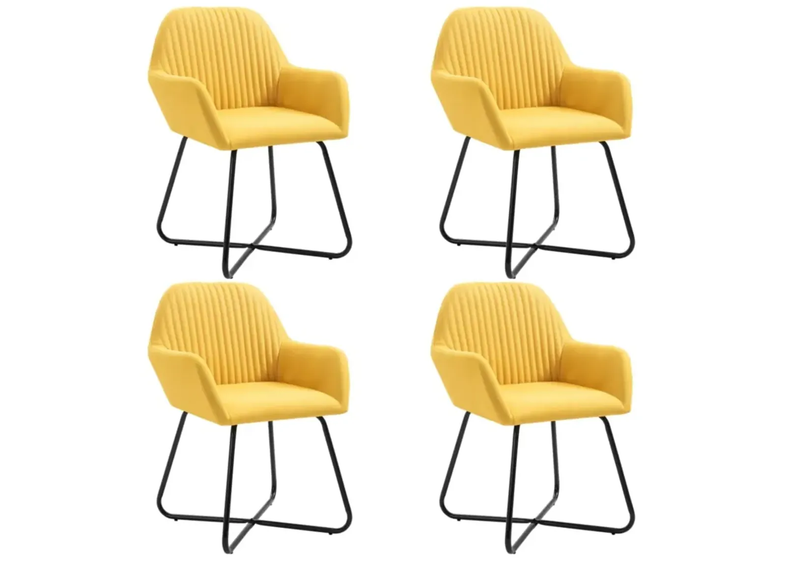 vidaXL Dining Chairs 4 pcs Yellow Fabric