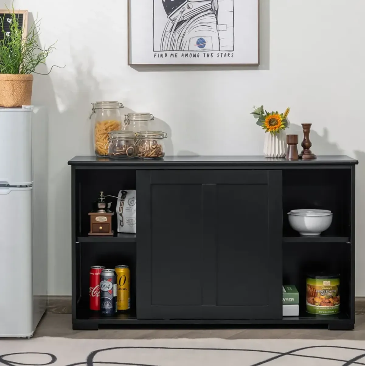 Antique Stackable Kitchen Storage Sideboard with Height Adjustable Shelf