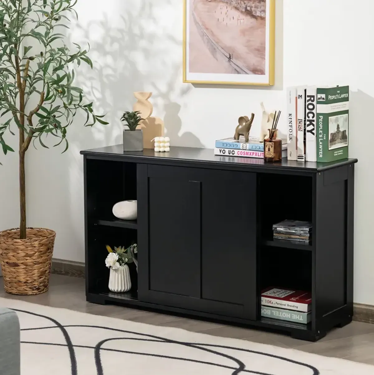 Antique Stackable Kitchen Storage Sideboard with Height Adjustable Shelf