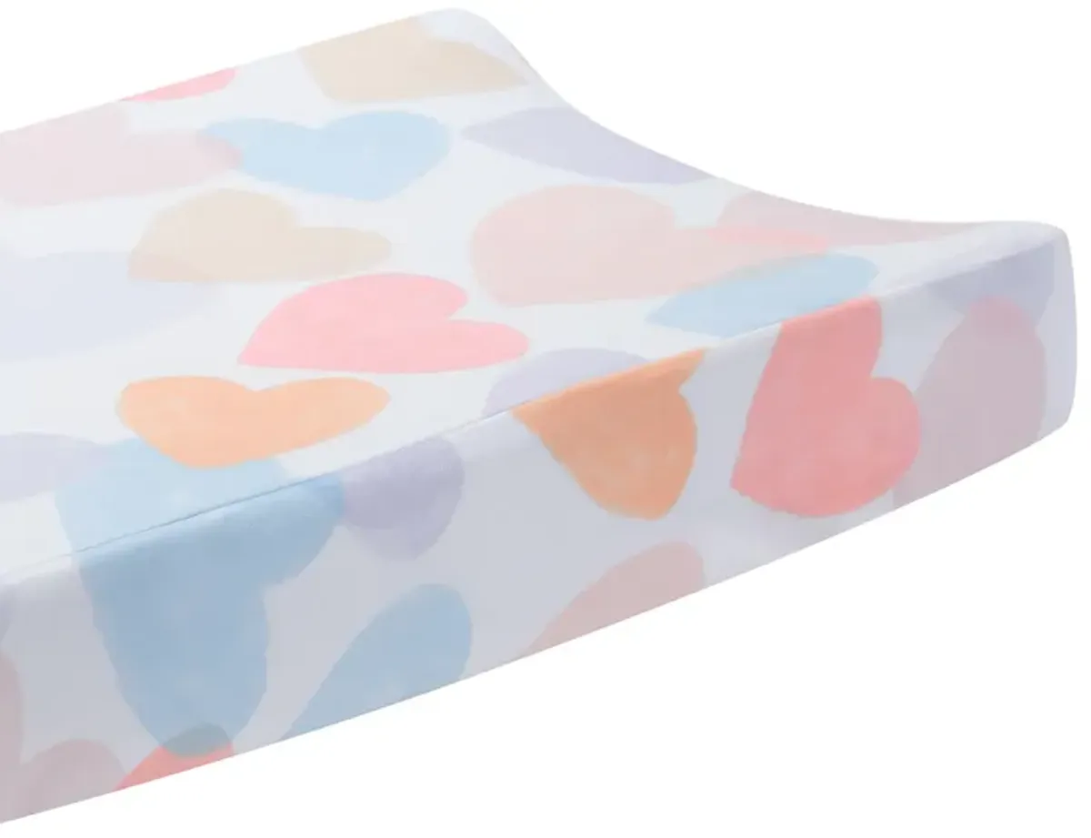 Bedtime Originals Rainbow Hearts Pink/Purple Baby/Infant Changing Pad Cover