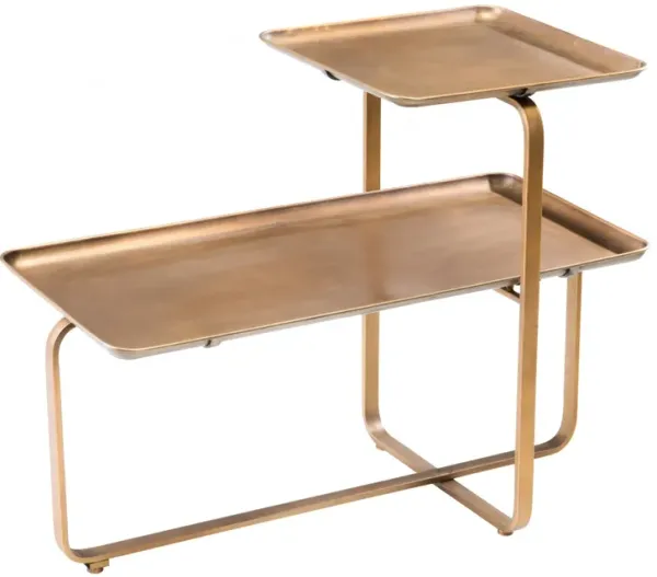 Hivvago 31" Gold Square and Rectangular Two Level Coffee Table