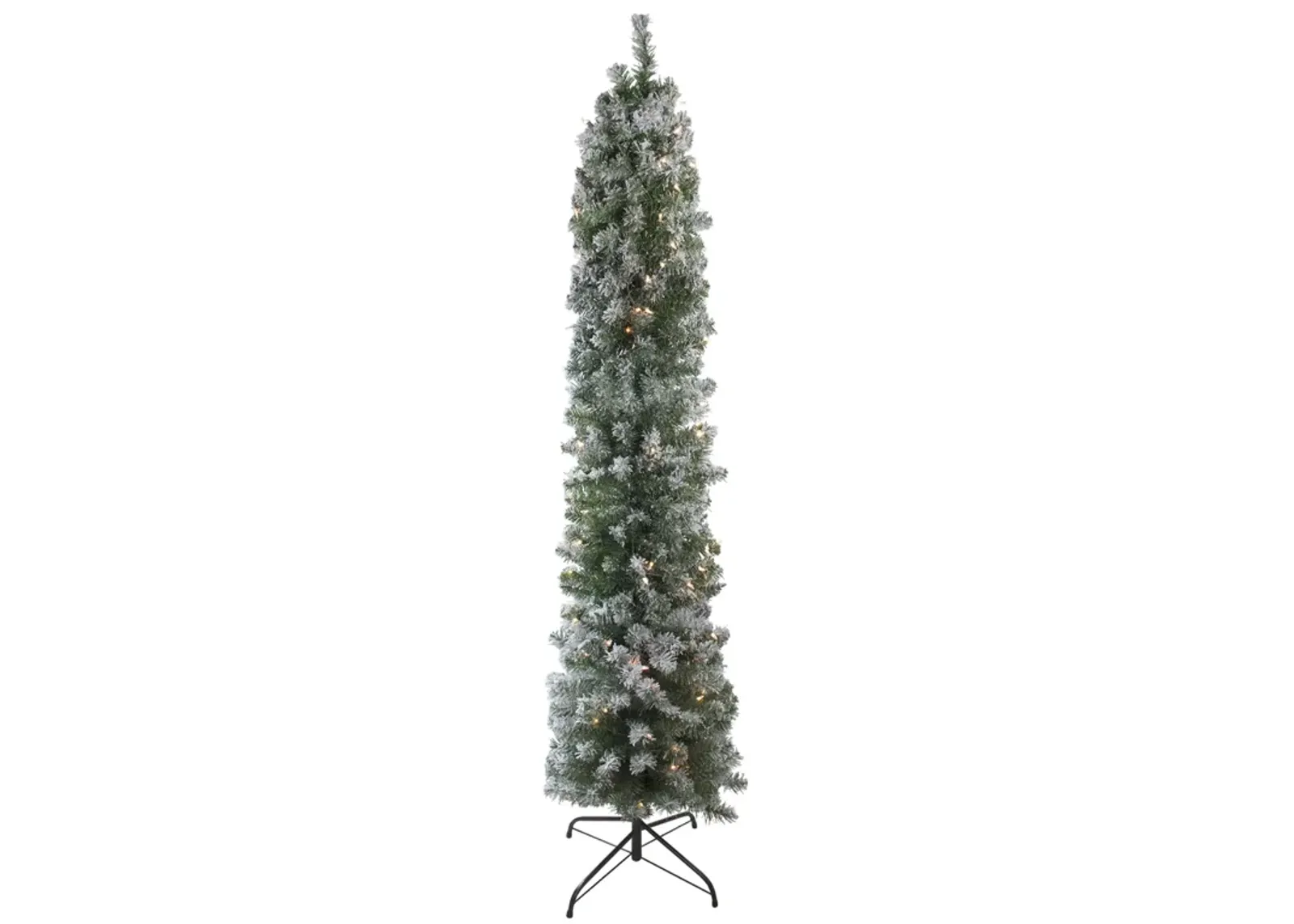 6' Pre-Lit Pencil Flocked Green Pine Artificial Christmas Tree - Clear Lights