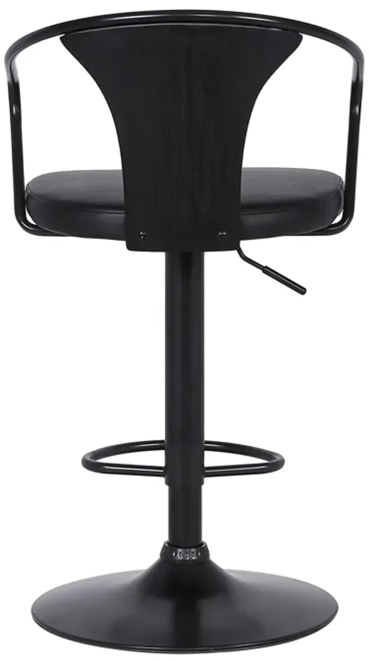 Eagle Adjustable Height Swivel Black Faux Leather and Wood Stool with Black Metal Base