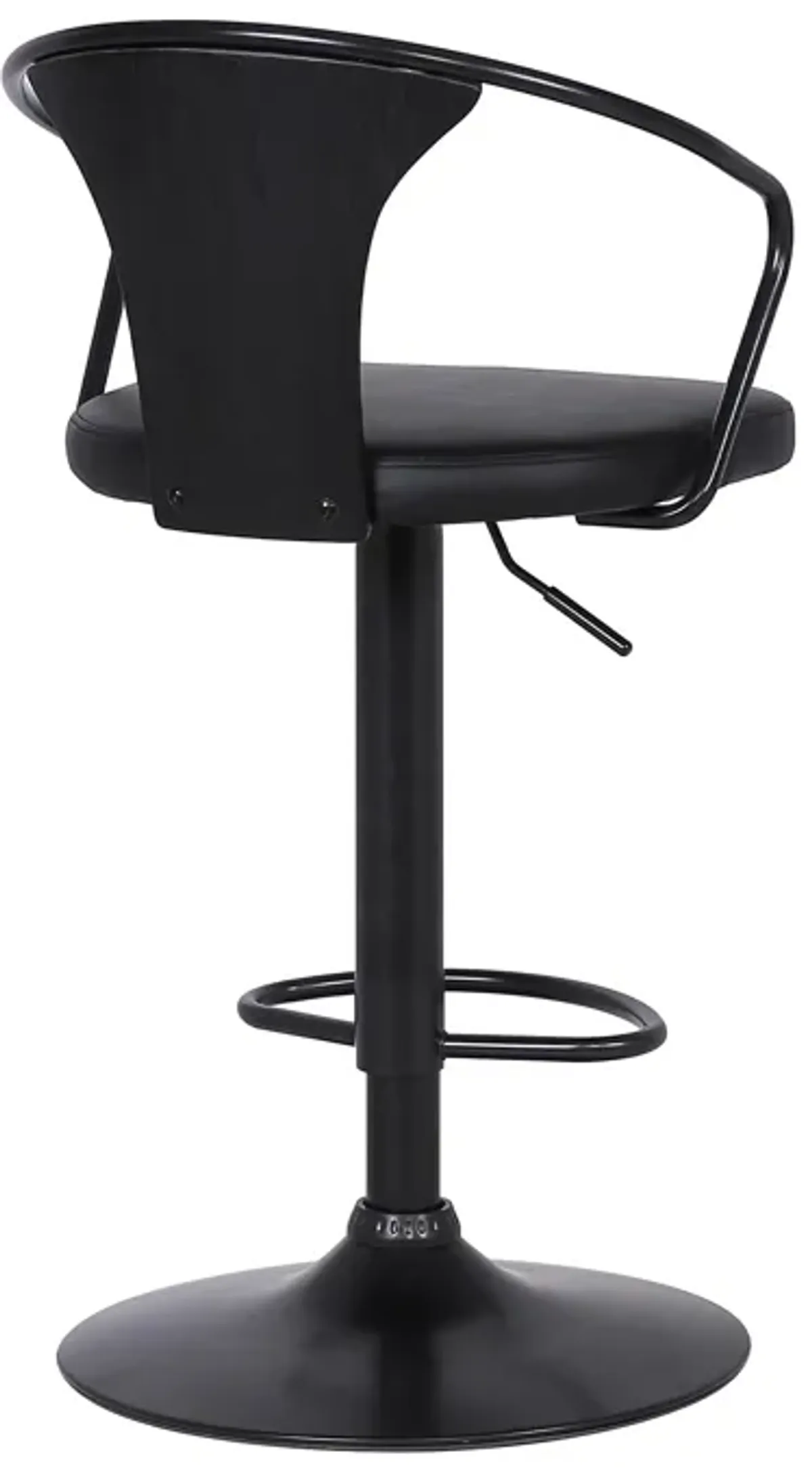 Eagle Adjustable Height Swivel Black Faux Leather and Wood Stool with Black Metal Base