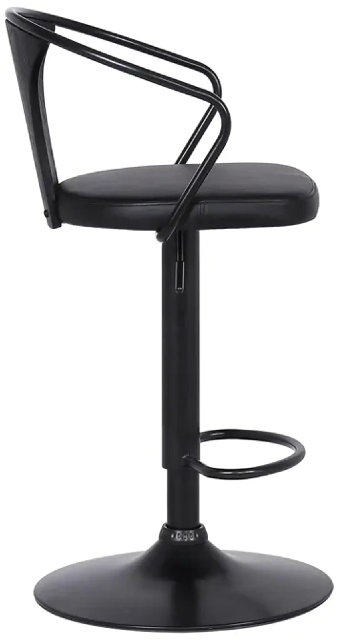 Eagle Adjustable Height Swivel Black Faux Leather and Wood Stool with Black Metal Base