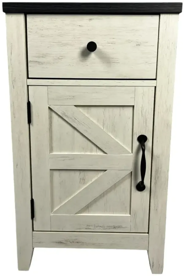 Streamdale Farmhouse Bedside Table with Charging Station, Barn Door Nightstand with Drawer