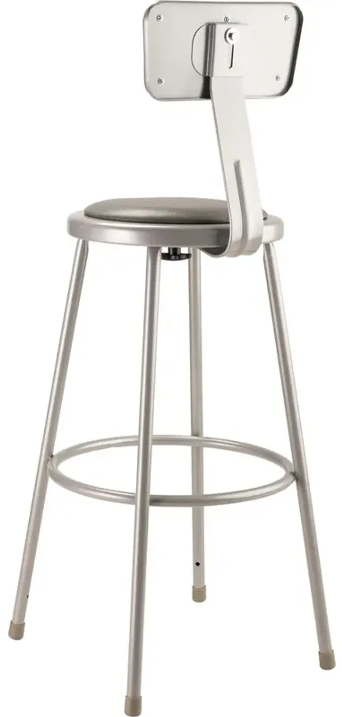 NPS® 30"Heavy Duty Vinyl Padded Steel Stool With Backrest, Grey