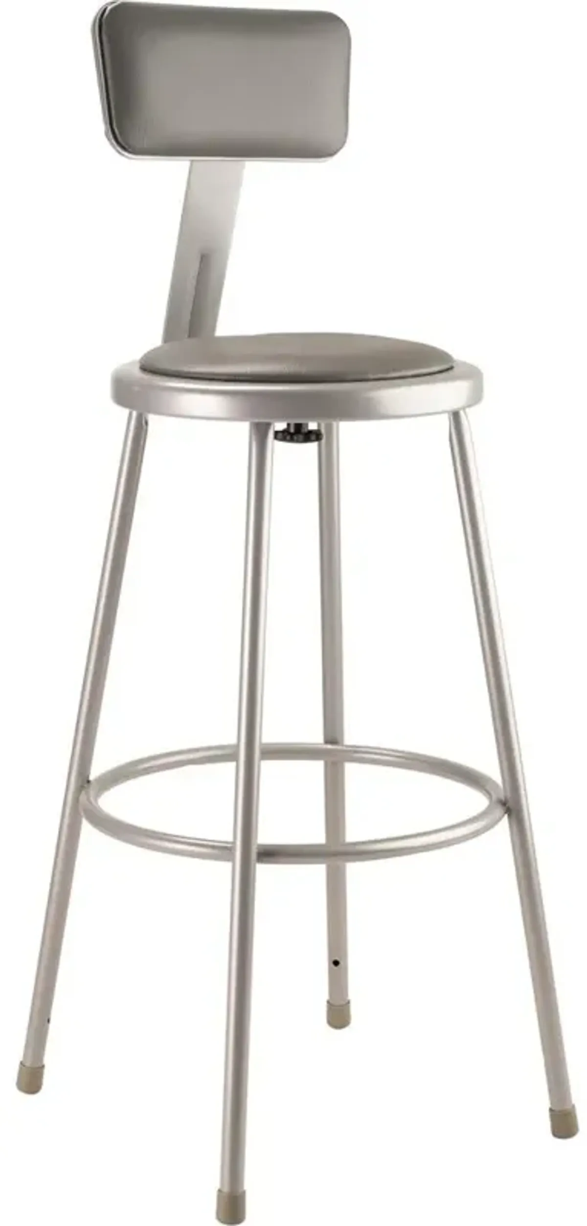 NPS® 30"Heavy Duty Vinyl Padded Steel Stool With Backrest, Grey