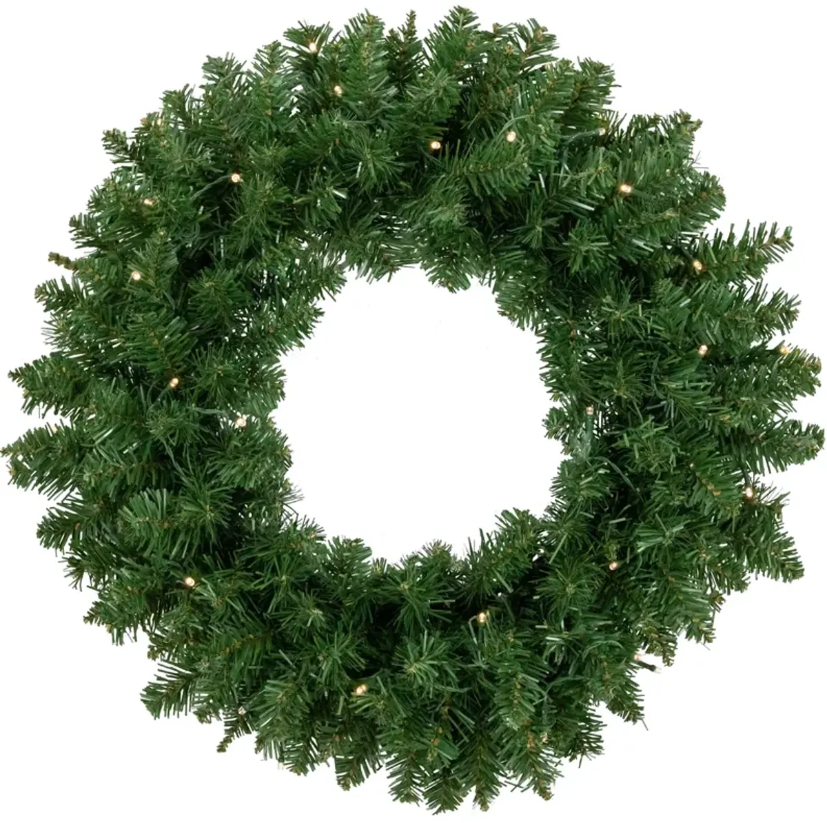 Pre-Lit Vernon Pine Artificial Christmas Wreath  24-Inch  Warm White LED Lights