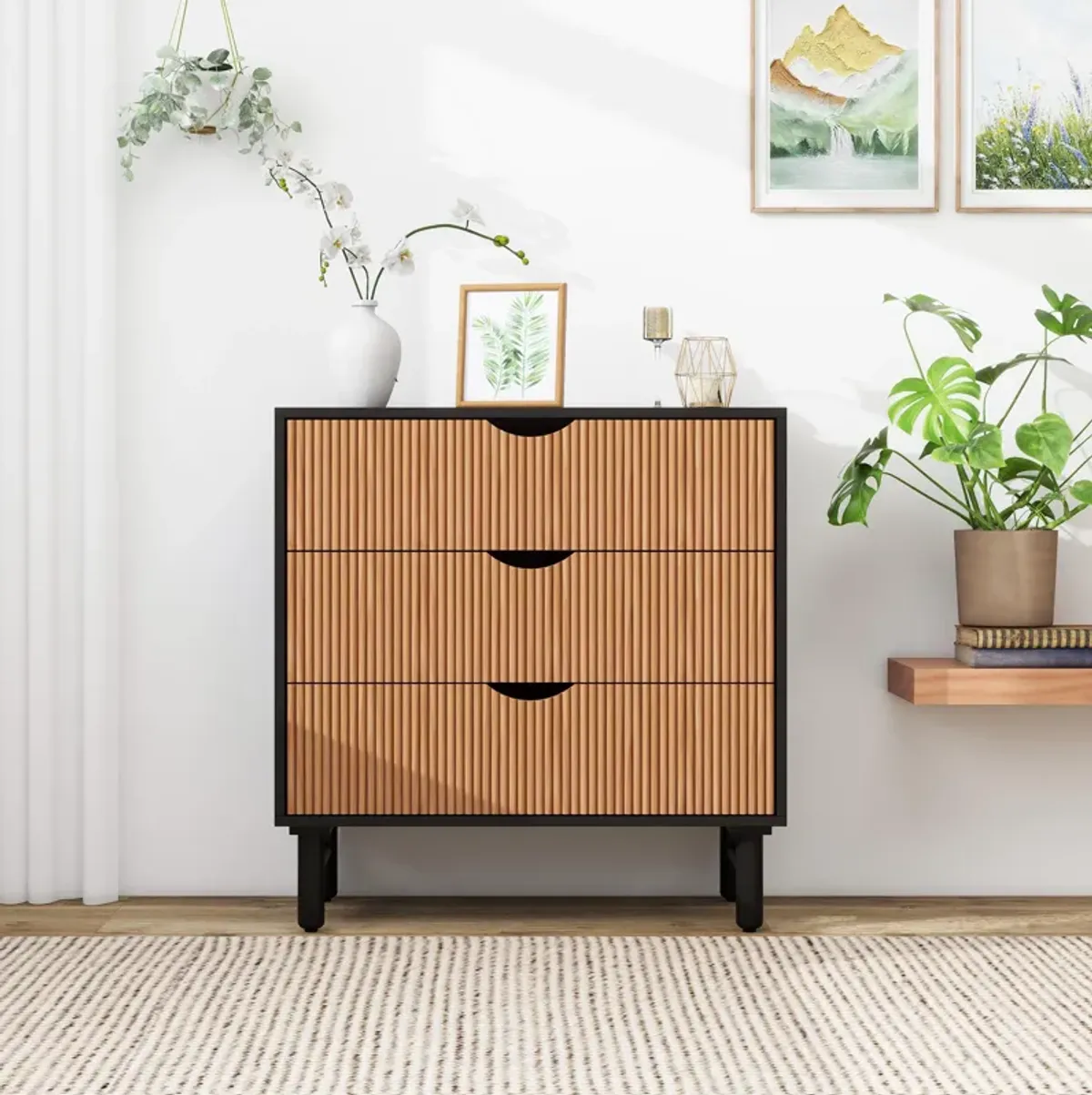 MONDAWE 3 Drawer Cabinet,handle-free Cabinet Suitable for Bedroom, Living Room, Study, Dining Room