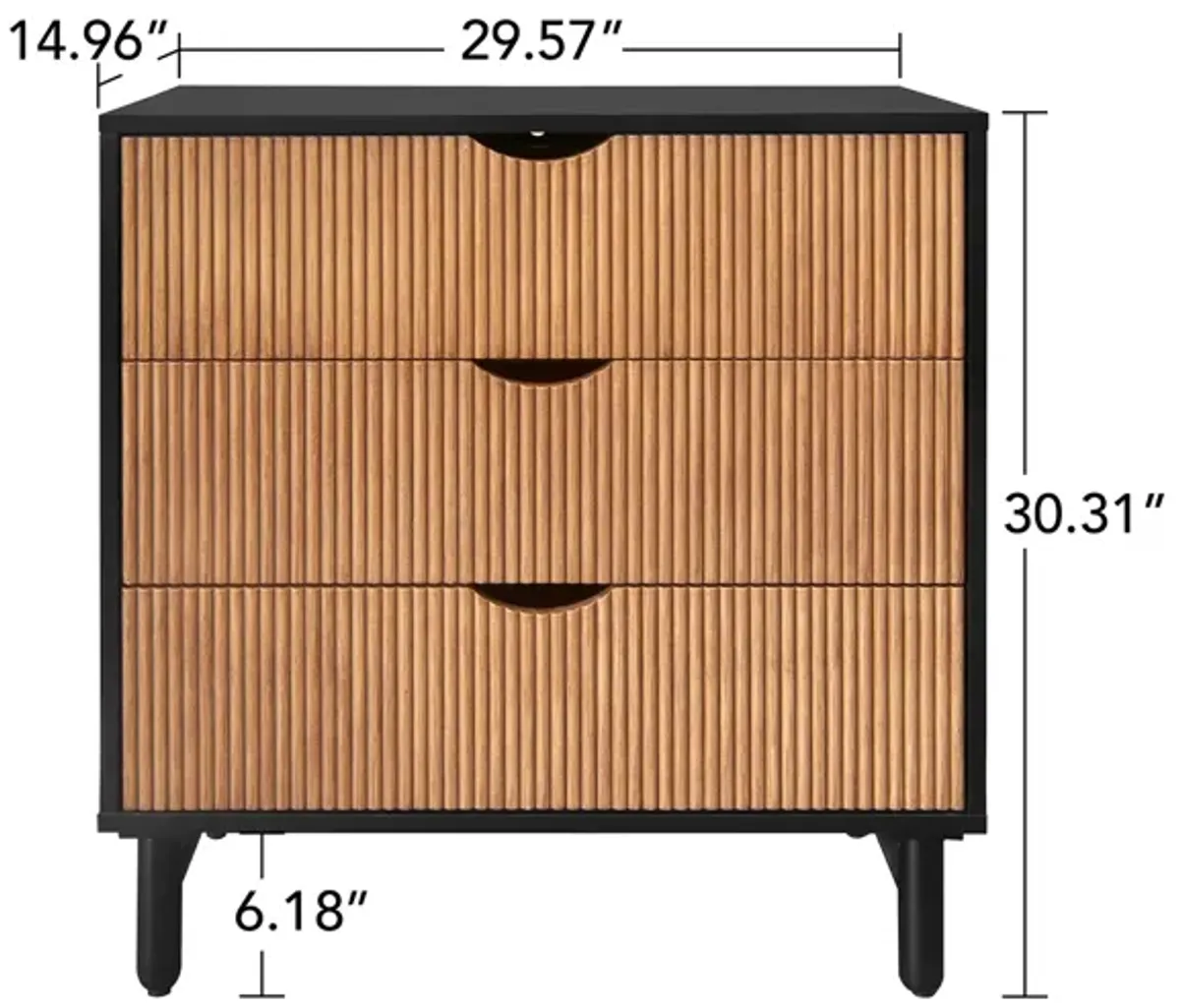 MONDAWE 3 Drawer Cabinet,handle-free Cabinet Suitable for Bedroom, Living Room, Study, Dining Room