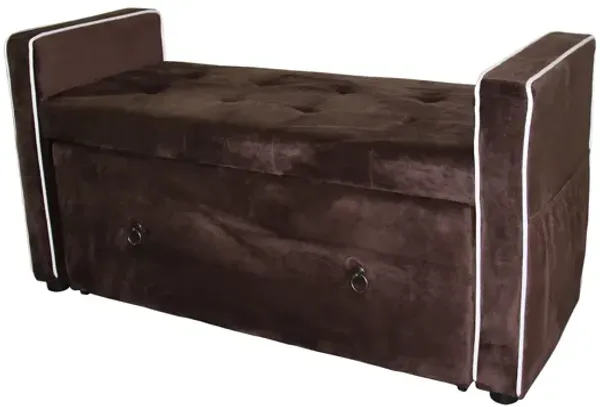 Compact Suede Shoe Storage Bench – Upholstered Entry Seat with Hidden Drawer
