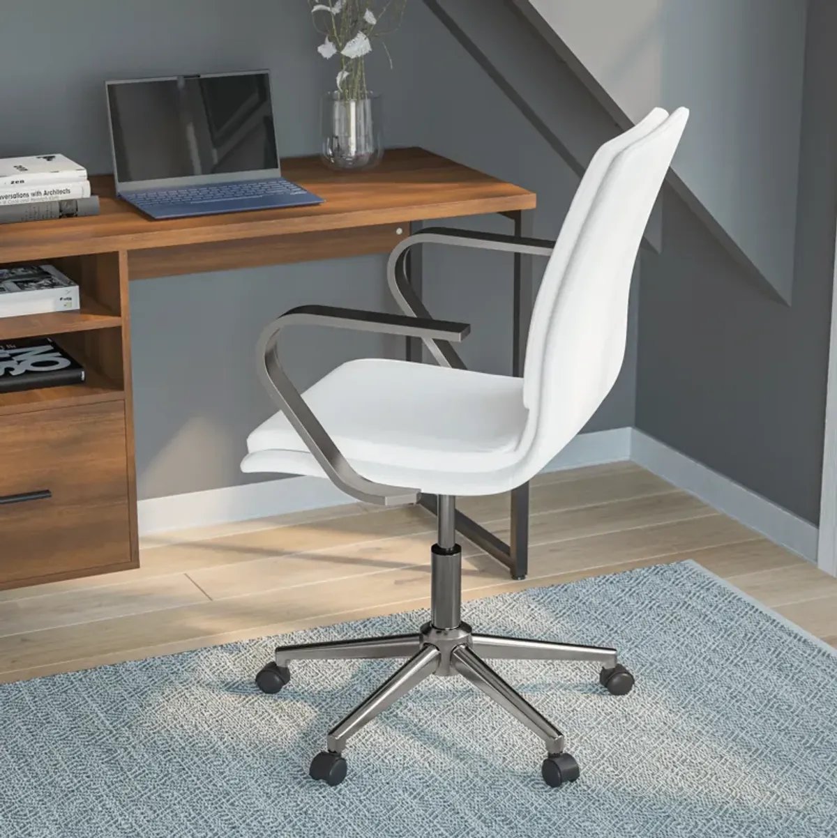 James Mid-Back Designer Executive Office Chair with Base and Arms