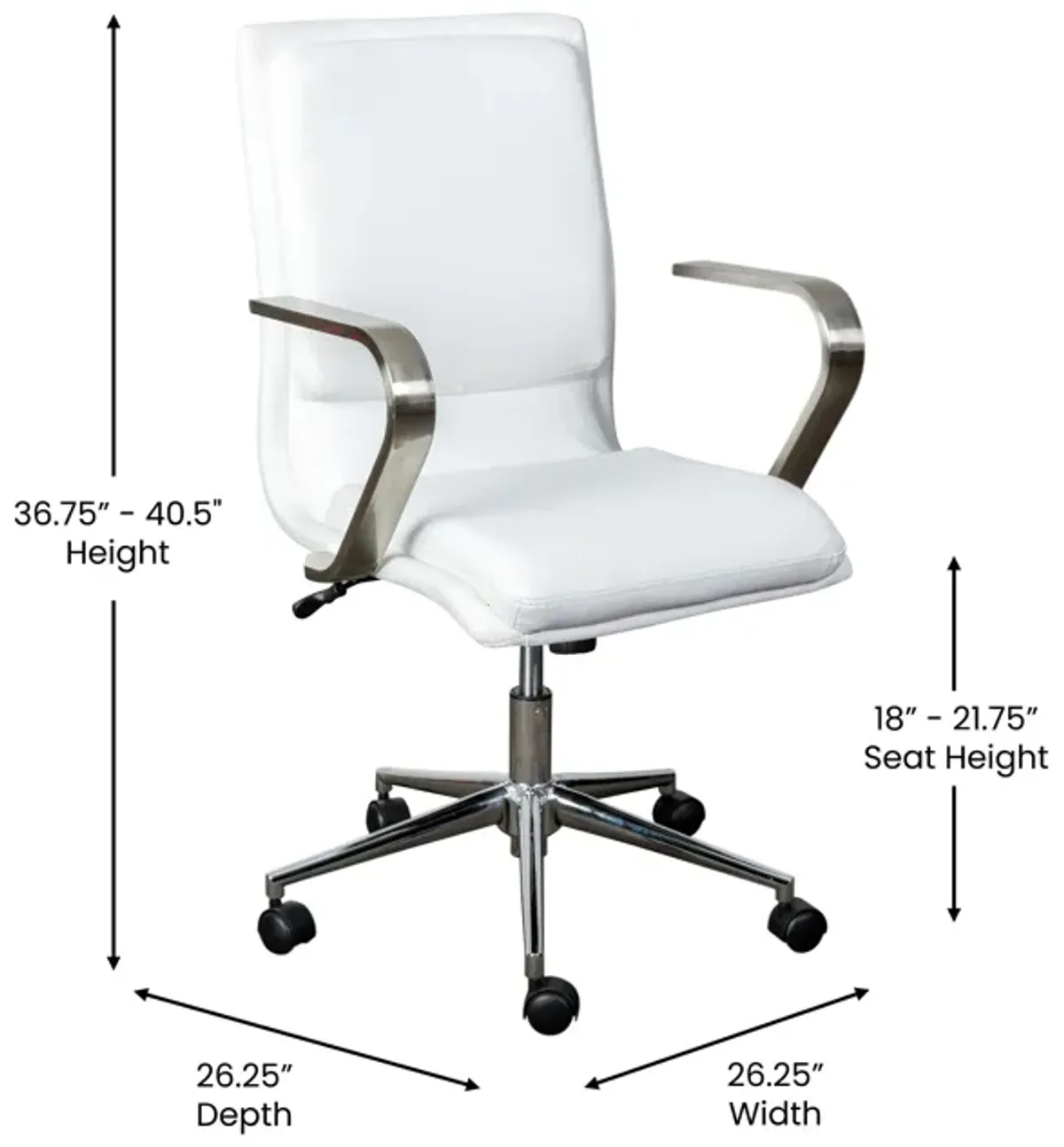 James Mid-Back Designer Executive Office Chair with Base and Arms