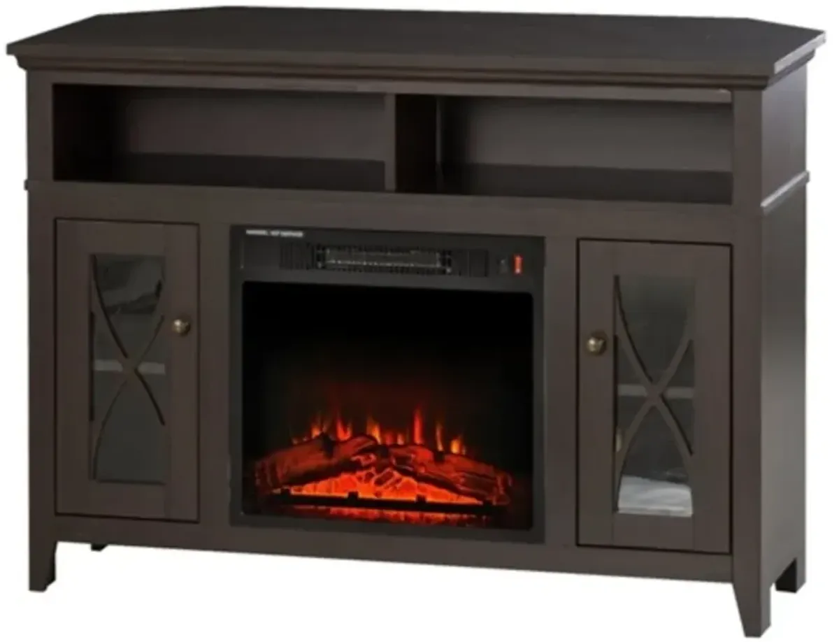 Electric Fireplace Mantel TV Stand with Adjustable Shelves 2 Storage Cabinets