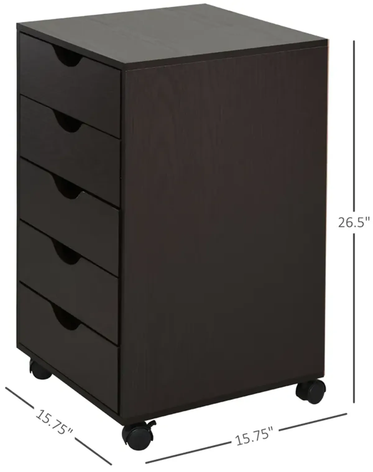 Brown Minimalist Organizer: 5-Drawer File Cabinet with Wheels