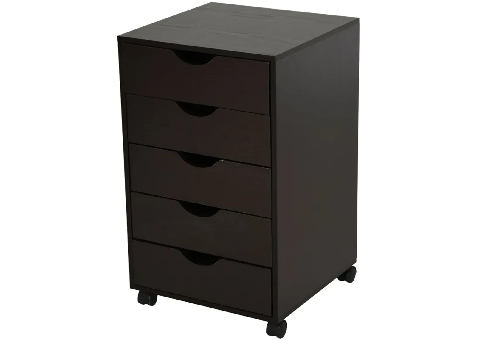 Brown Minimalist Organizer: 5-Drawer File Cabinet with Wheels