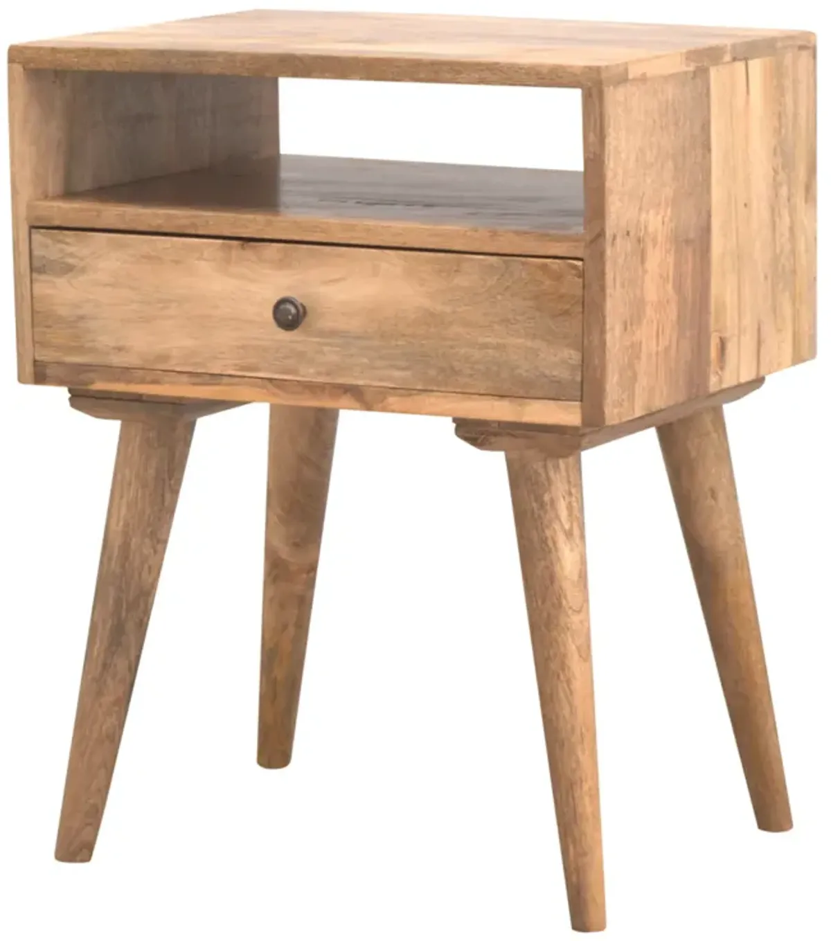 Modern Solid Wood Nightstand with Open Slot 1 Drawer oak-ish