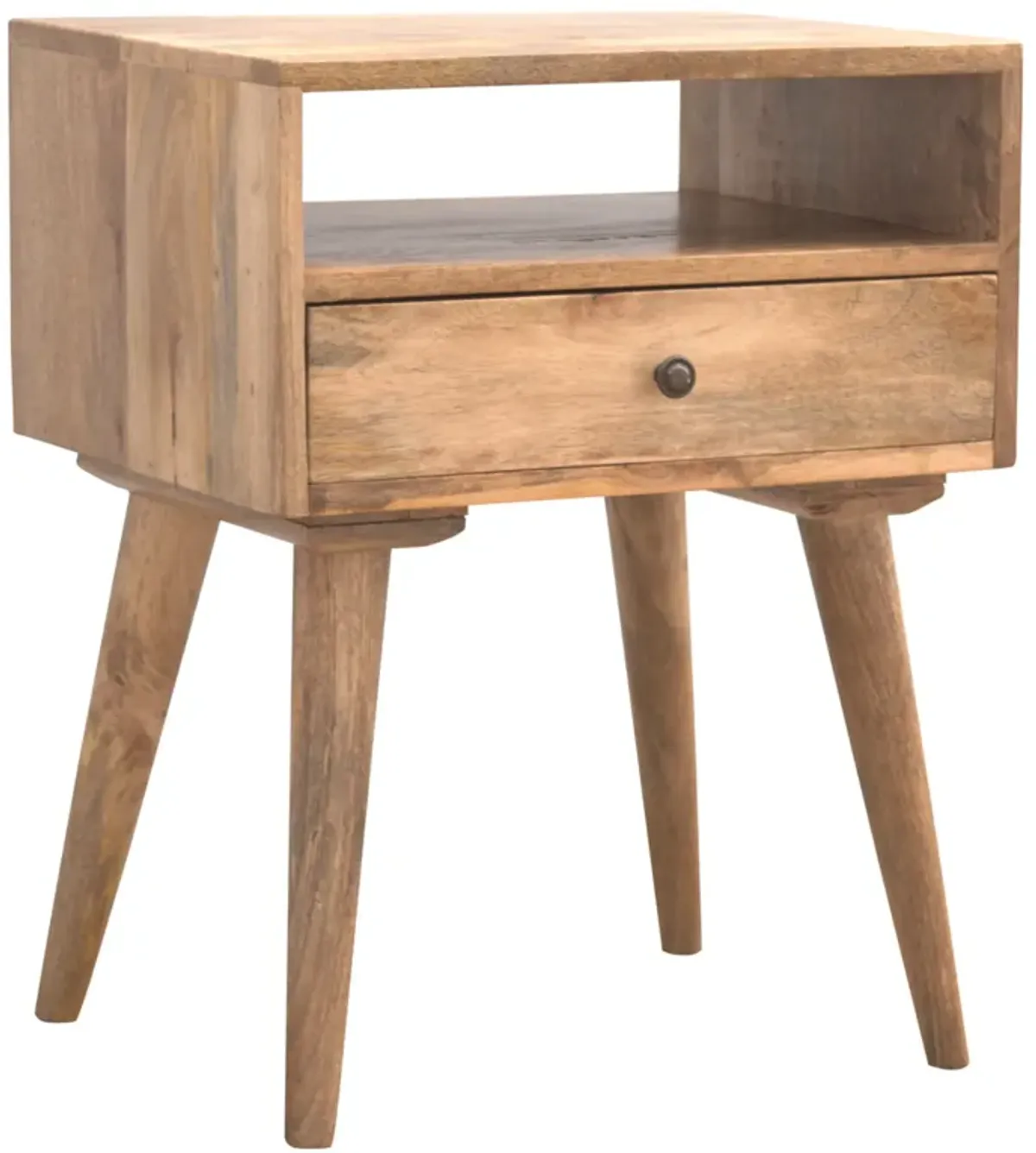 Modern Solid Wood Nightstand with Open Slot 1 Drawer oak-ish