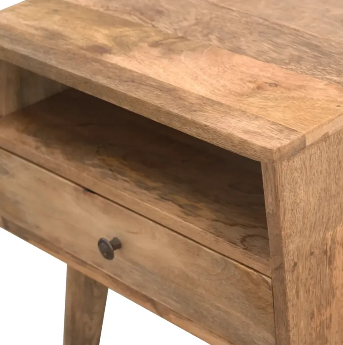 Modern Solid Wood Nightstand with Open Slot 1 Drawer oak-ish