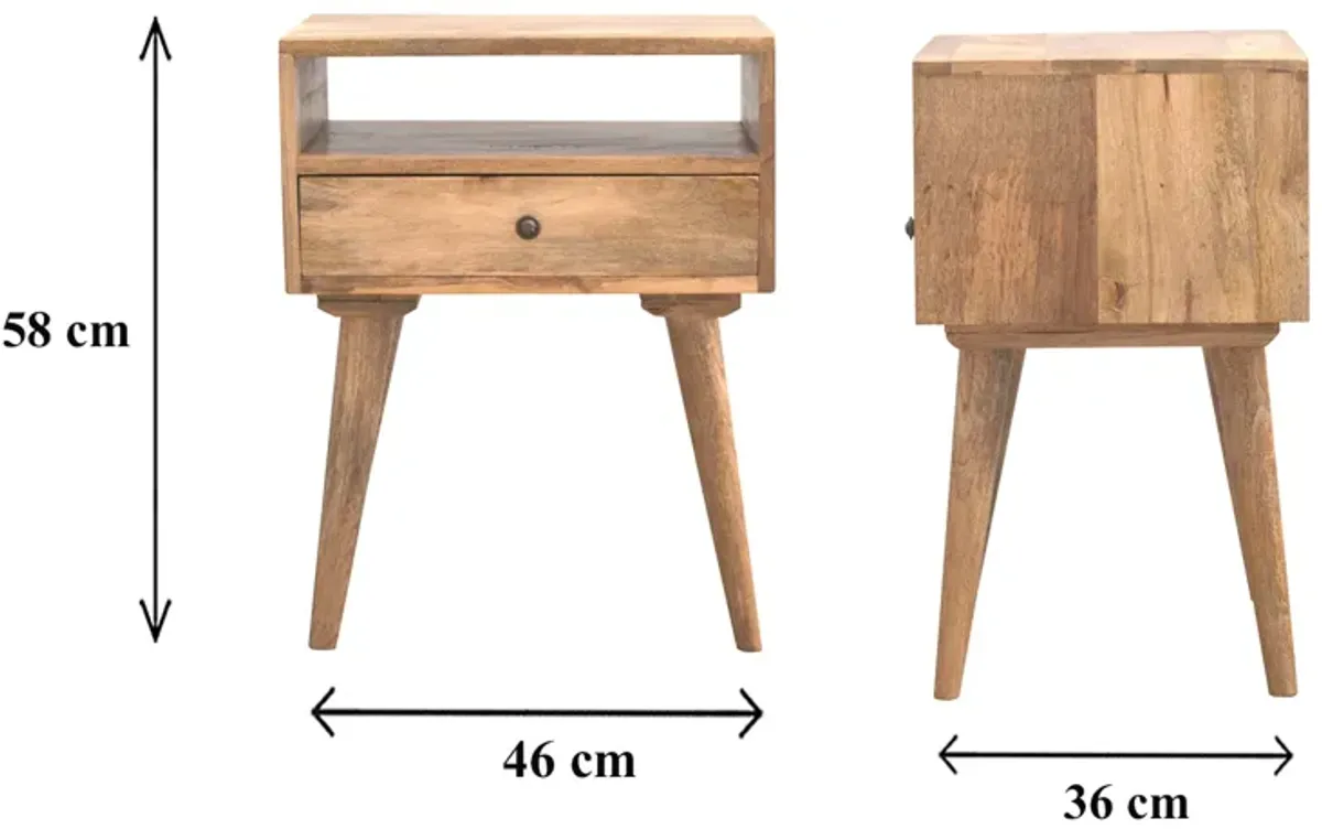 Modern Solid Wood Nightstand with Open Slot 1 Drawer oak-ish