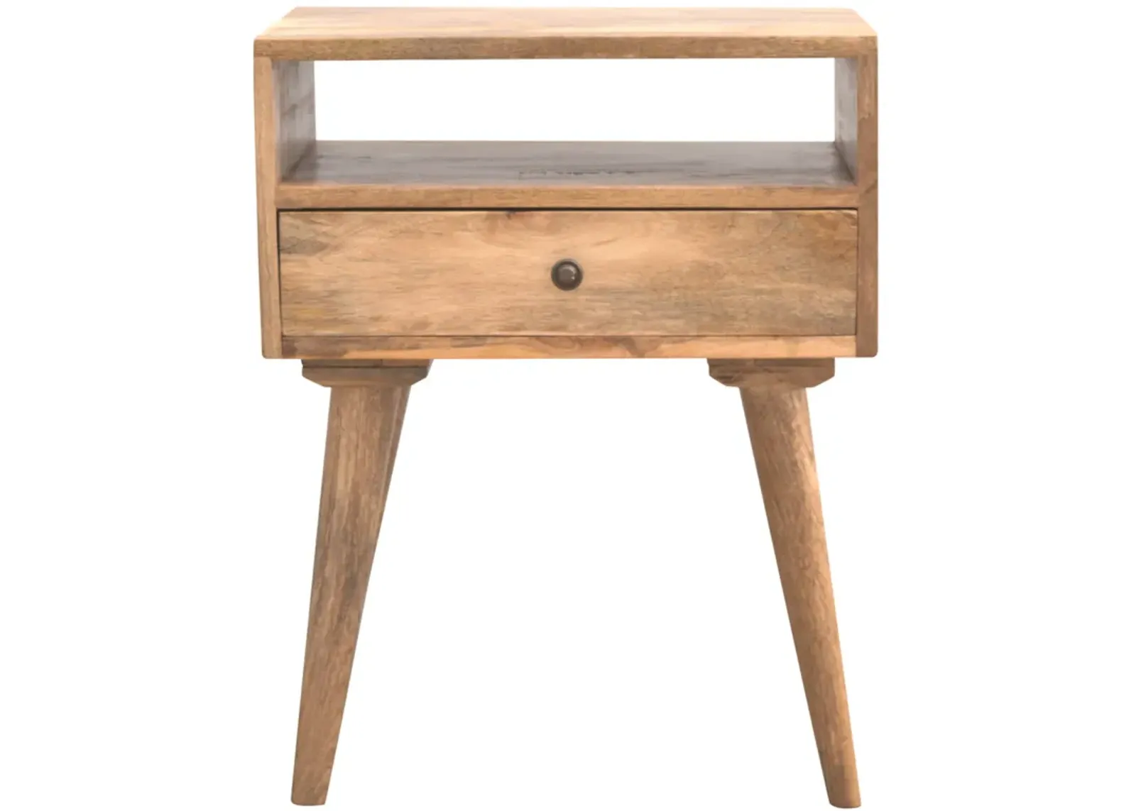 Modern Solid Wood Nightstand with Open Slot 1 Drawer oak-ish