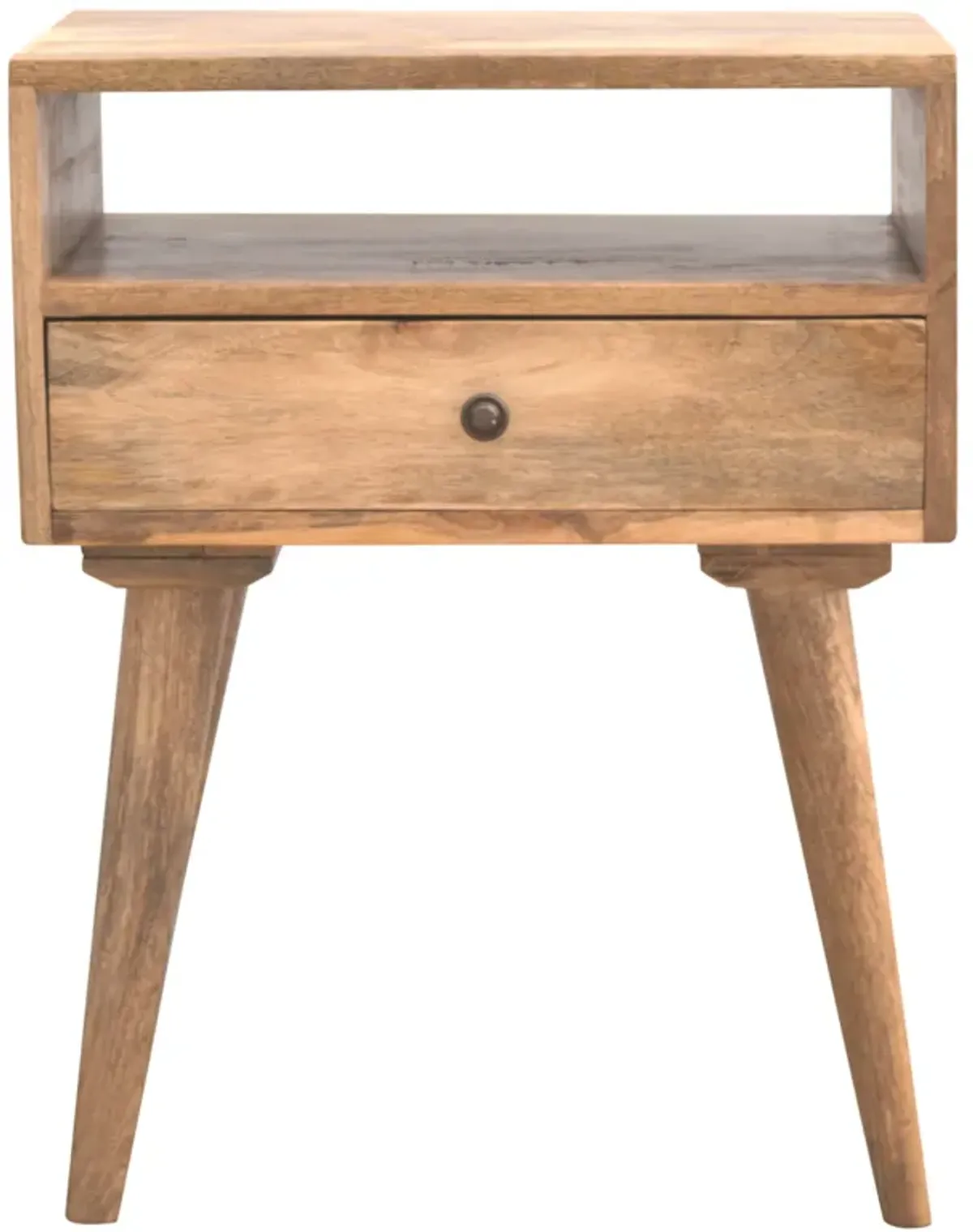 Modern Solid Wood Nightstand with Open Slot 1 Drawer oak-ish