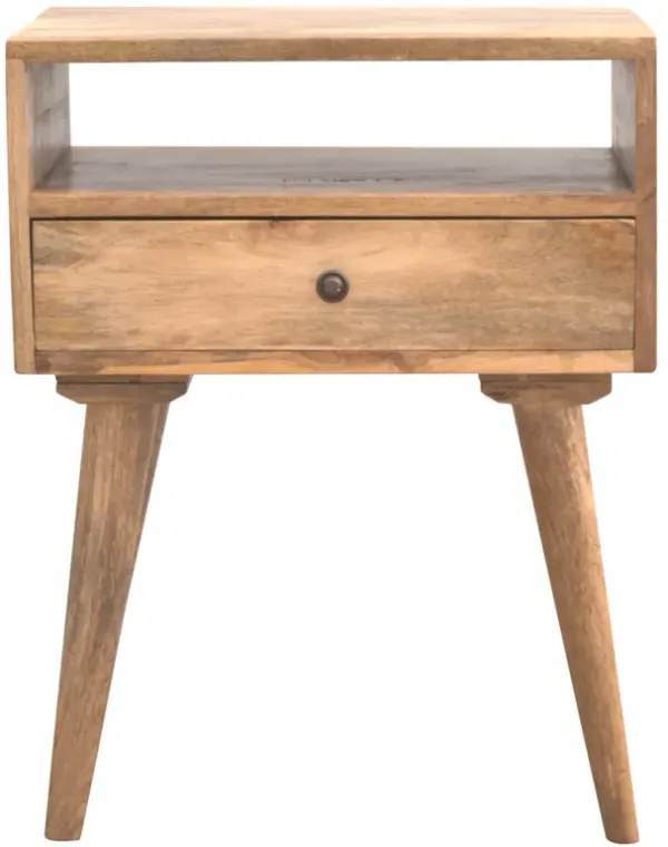 Modern Solid Wood Nightstand with Open Slot 1 Drawer oak-ish