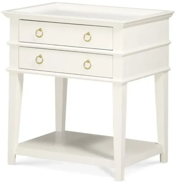 Clara White 2-Drawer Tray Top Nightstand