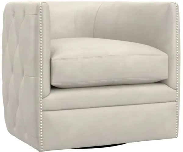 Living Palazzo Leather Swivel Chair in White