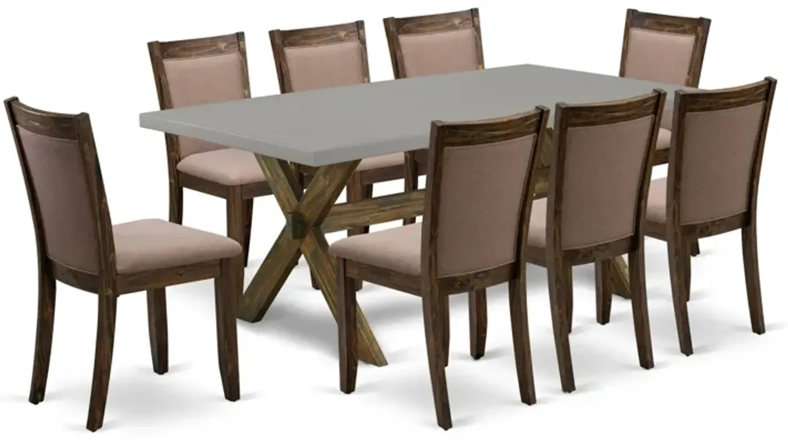 East West Furniture X797MZ748-9 9Pc Dining Room Set - Rectangular Table and 8 Parson Chairs - Multi-Color Color