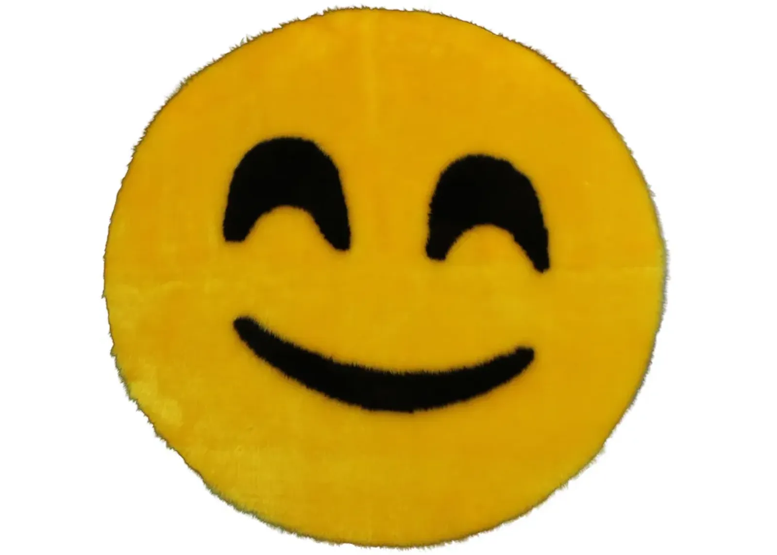 Walk on Me Emoji Faux Fur Soft and Cute 26 in. Smiley Area Rug in France