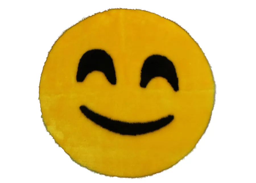 Walk on Me Emoji Faux Fur Soft and Cute 26 in. Smiley Area Rug in France