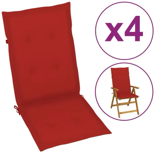 Garden Chair Cushions 4 pcs Red 47.2"x19.7"x1.2"