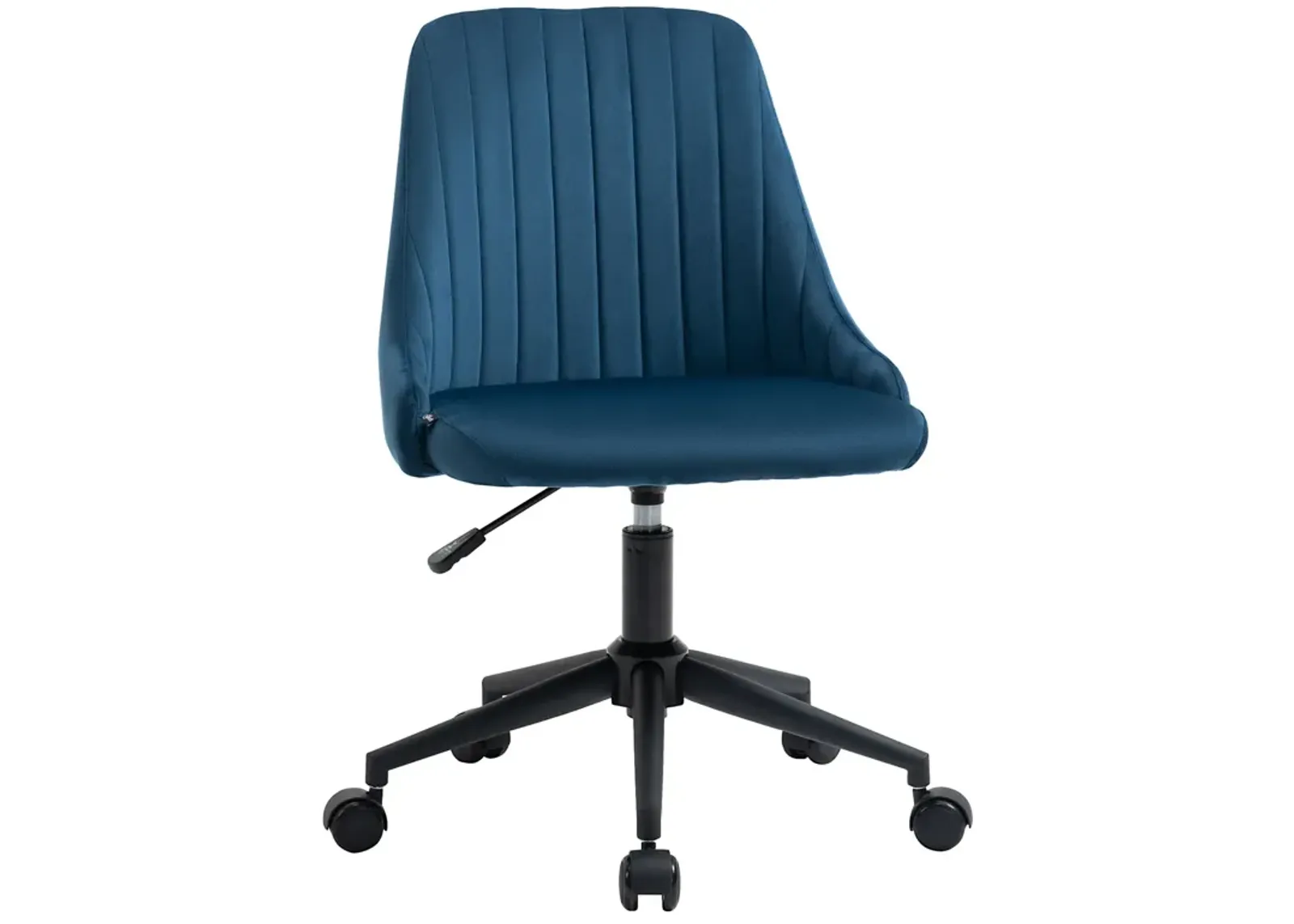 Blue Office Comfort: Velvet Swivel Mid-Back Chair with Scallop Shape