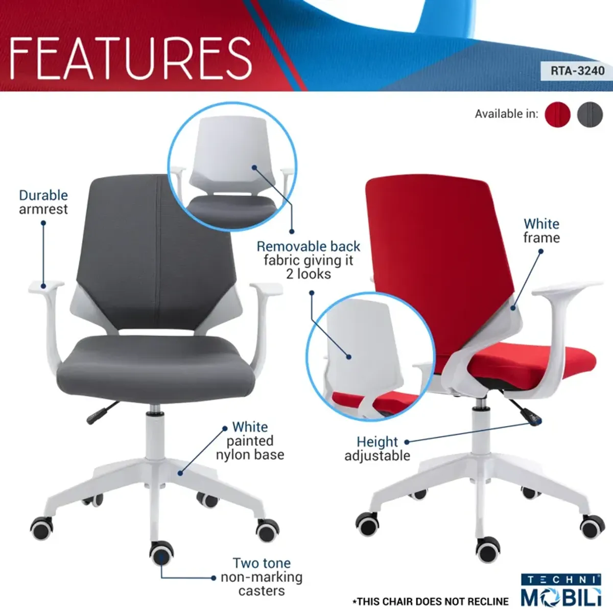 Height Adjustable Mid Back Office Chair