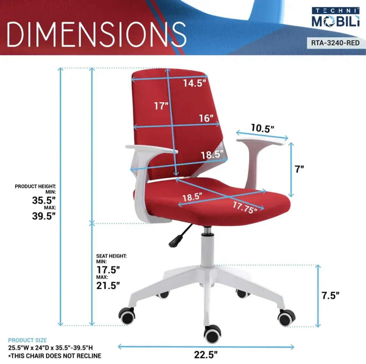 Height Adjustable Mid Back Office Chair