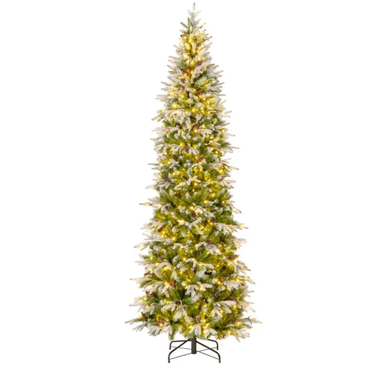 Hivvago 6/7.5/9 Feet Pre-Lit Artificial Christmas Tree Snow Flocked Hinged