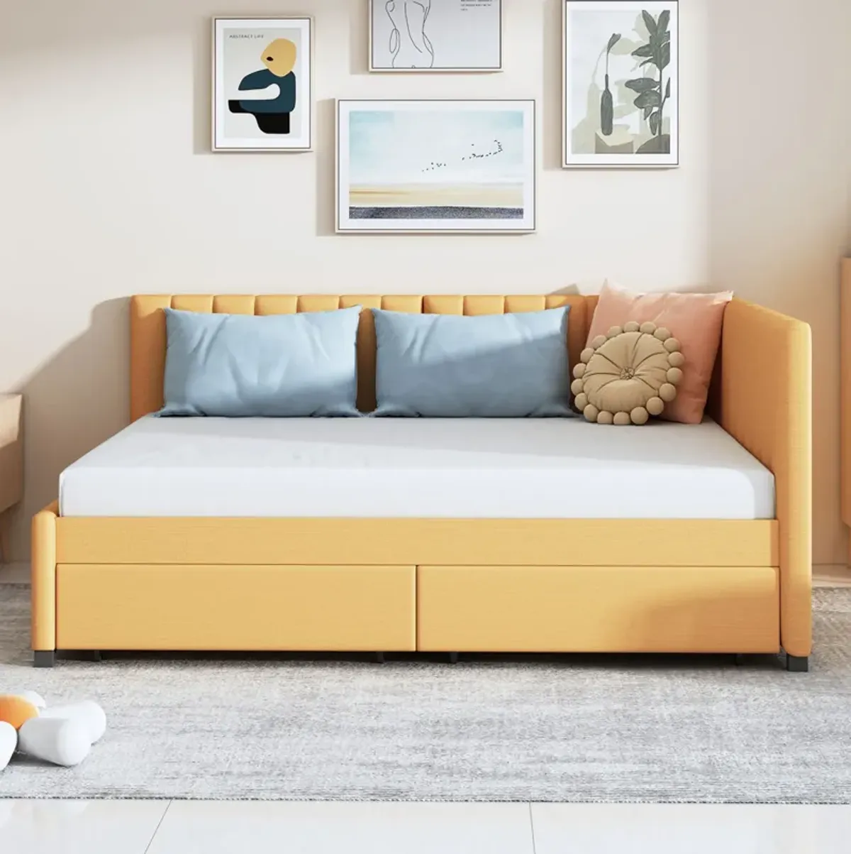 Merax Upholstered Daybed with 2 Storage Drawers