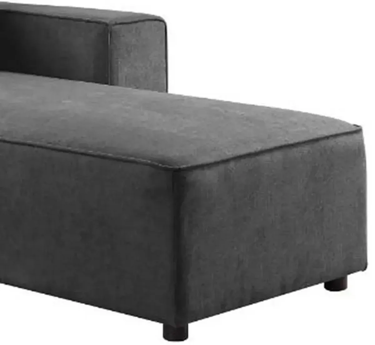 Modular Chaise with Piped Stitch and Loose Pillow Back, Gray - Benzara