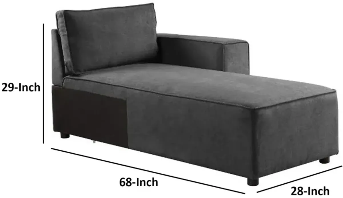 Modular Chaise with Piped Stitch and Loose Pillow Back, Gray - Benzara