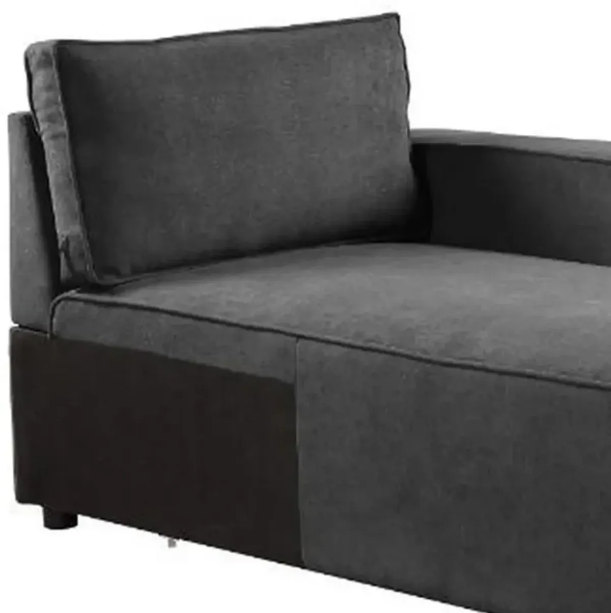 Modular Chaise with Piped Stitch and Loose Pillow Back, Gray - Benzara