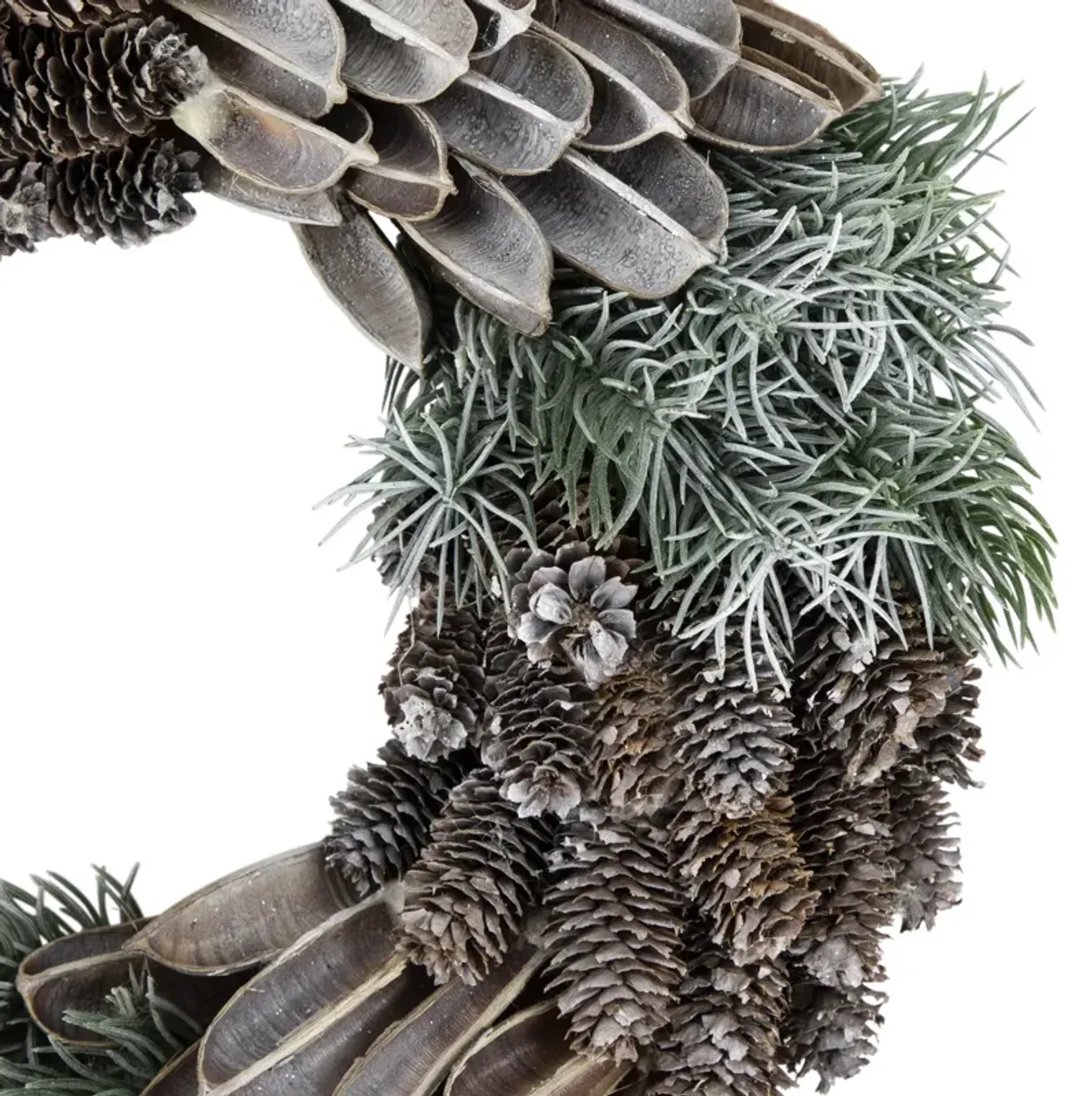 Brown and Green Pine Needle and Pine Cone Artificial Christmas Wreath  13.5-Inch  Unlit