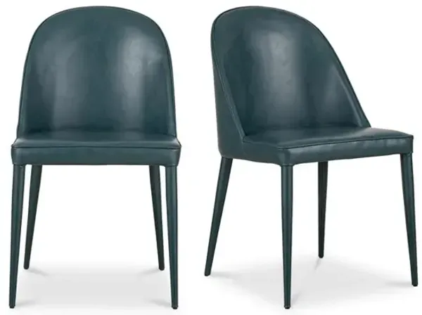 Moe's Home Collection Burton Dining Chair Dark Teal Vegan Leather-Set Of Two