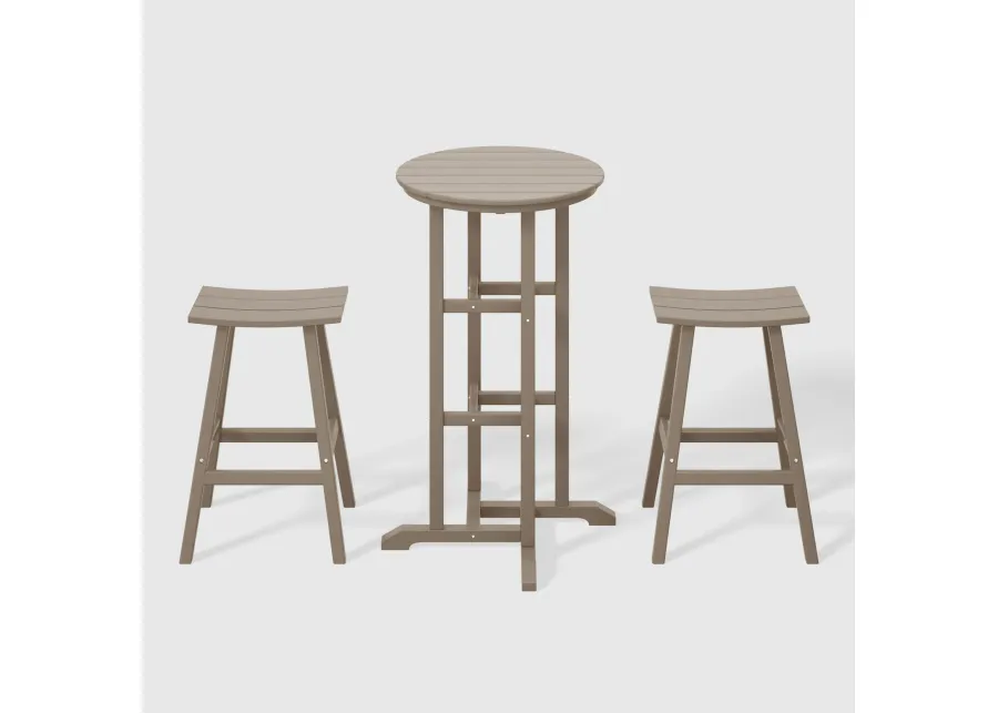 WestinTrends Outdoor Patio Bar Height Table and Bar Stool 3-Piece Dining Set